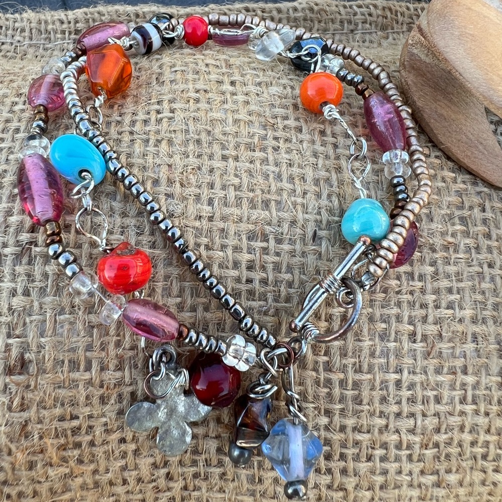 Colorful Beaded Bracelet with Charms